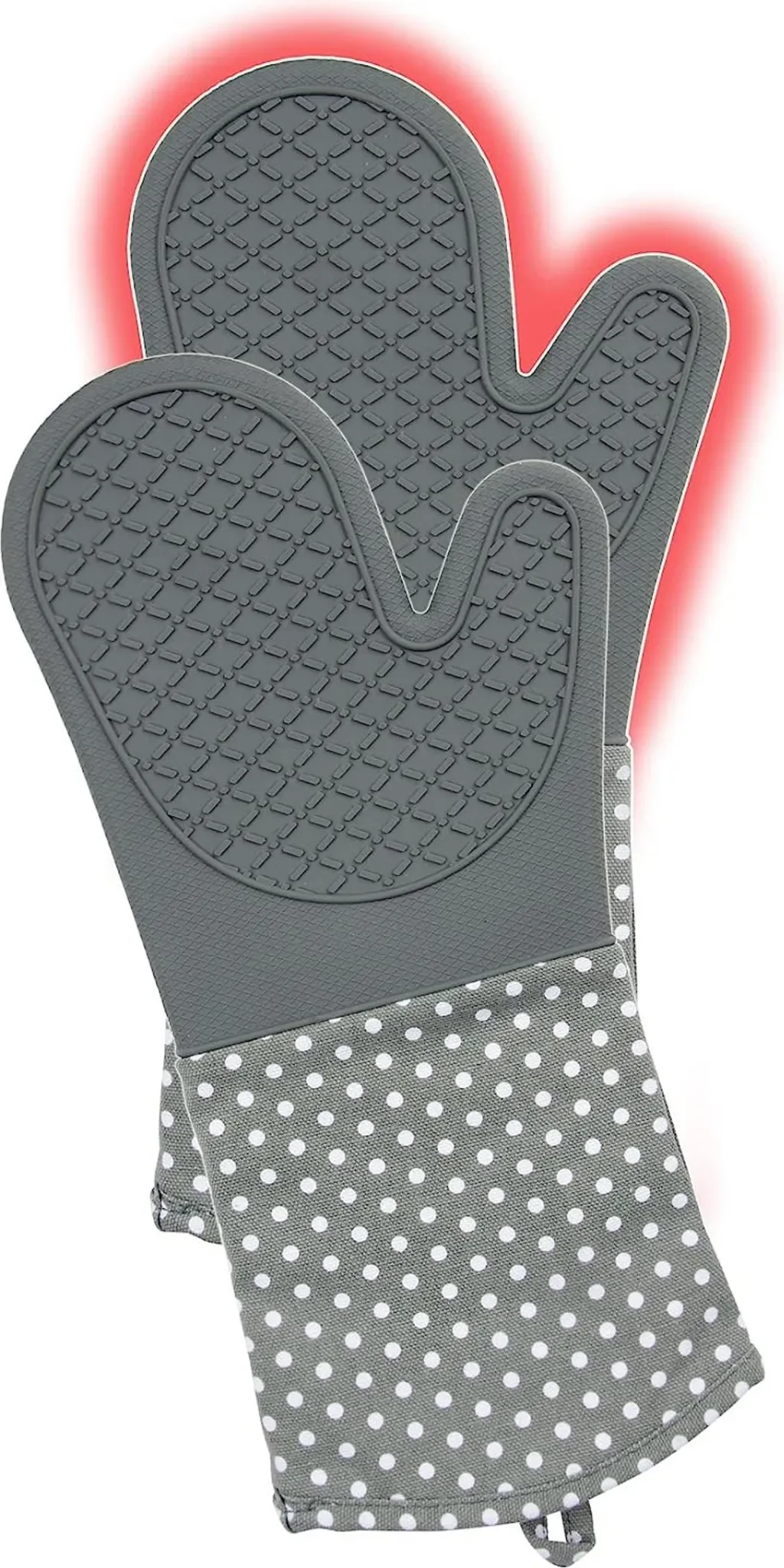 WENKO – Topfhandschuhe / Ofenhandschuhe aus Silikon & Baumwolle – Grau (1 Paar)